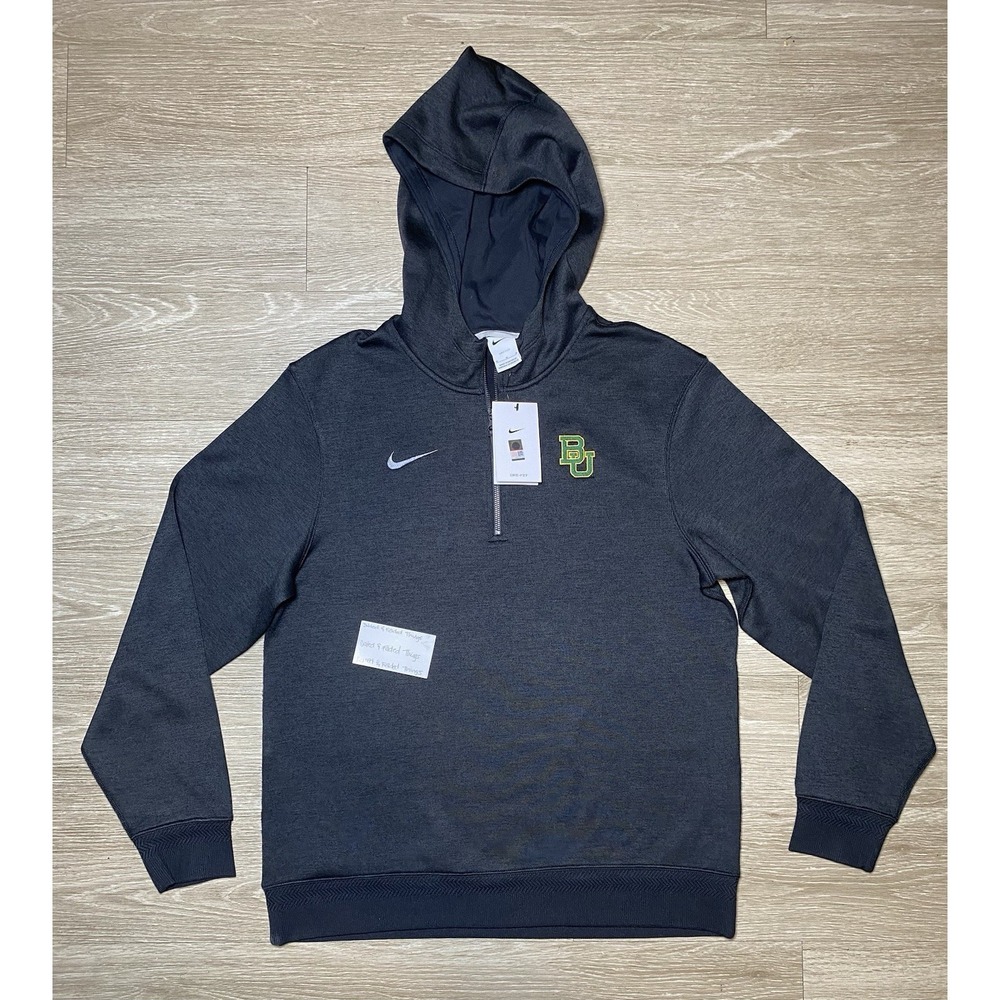 *NWT Men MEDIUM Nike Baylor Bears NCAA Basketball Dri-Fit Coaches 1/4 Zip Hoodie